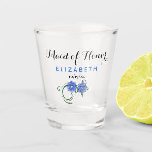 Bachelorette Party Maid of Honor Wedding Blue Shot Glass