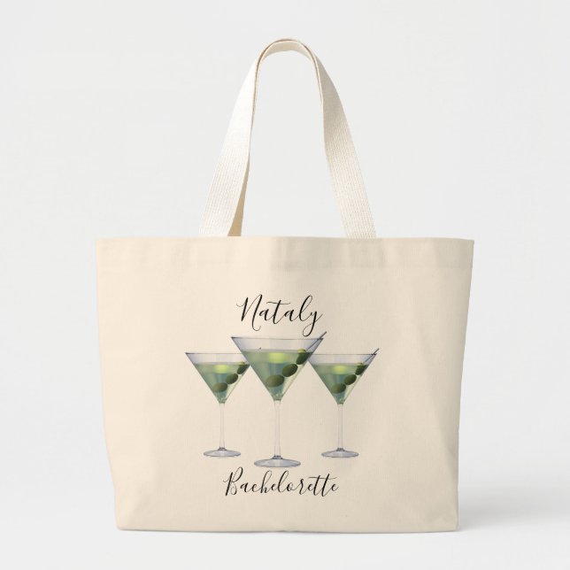 Bachelorette Party martini cocktails Large Tote Bag (Front)