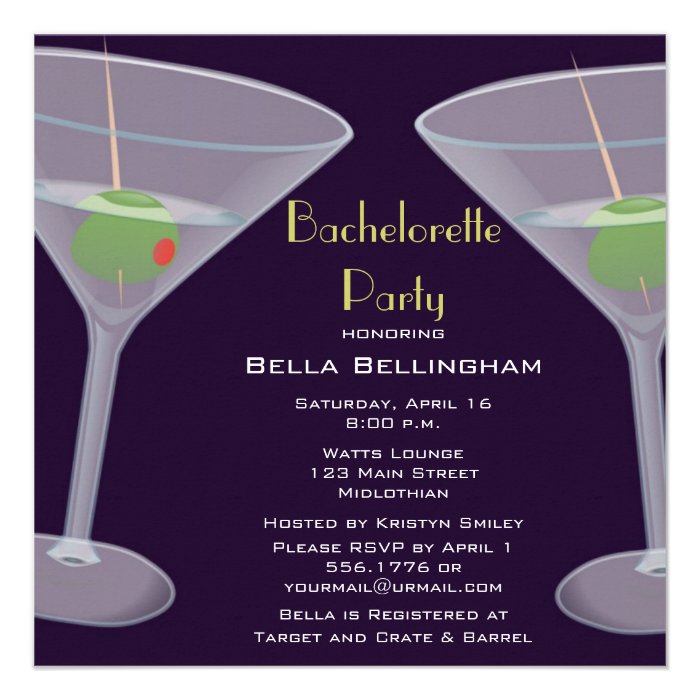 Bachelorette Party Martini Invitation