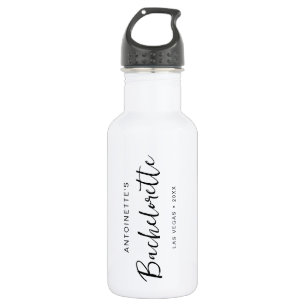 Bachelorette Party Minimalist Script Bridesmaid Stainless Steel Water Bottle