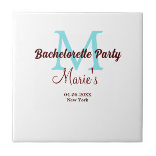 bachelorette party monogram add name date place si ceramic tile