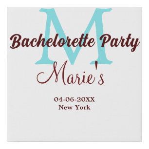 bachelorette party monogram add name date place si faux canvas print