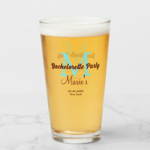 bachelorette party monogram add name date place si glass