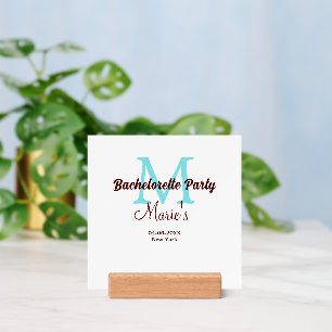 bachelorette party monogram add name date place si holder