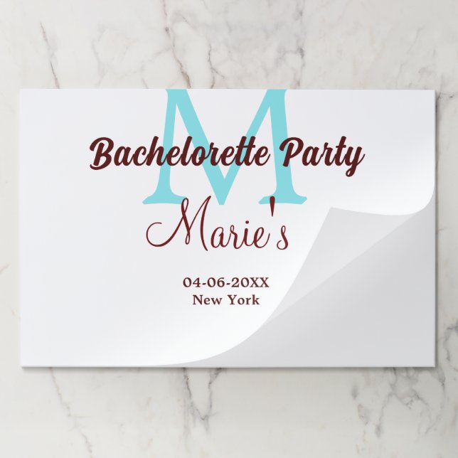 bachelorette party monogram add name date place si paper pad (Folded)