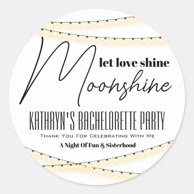 Bachelorette Party Moonshine Favor Label (Front)