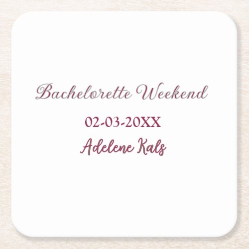 bachelorette party name maron date bridal shower s square paper coaster