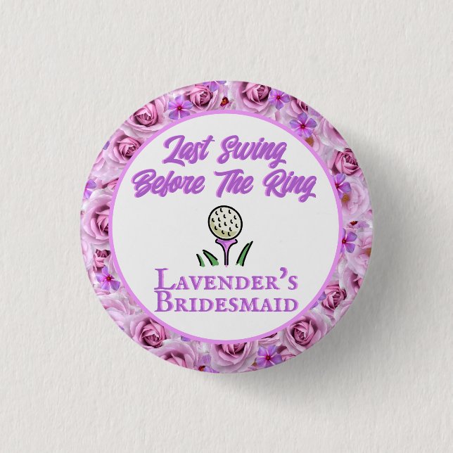 Bachelorette Party or Bridal Shower Golf Lavender Button (Front)