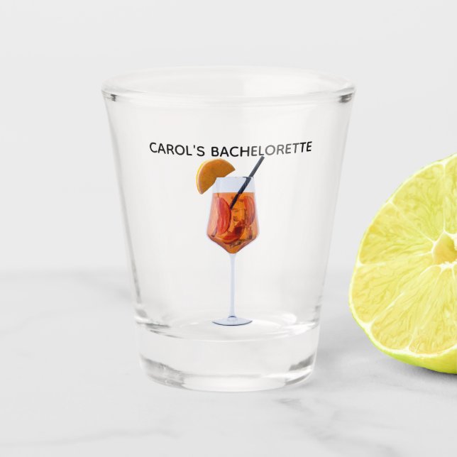 Bachelorette Party orange aperol spritz cocktail Shot Glass (Front)