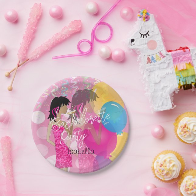 Bachelorette Party  - Party Girl Pink  Paper Plates (Party)