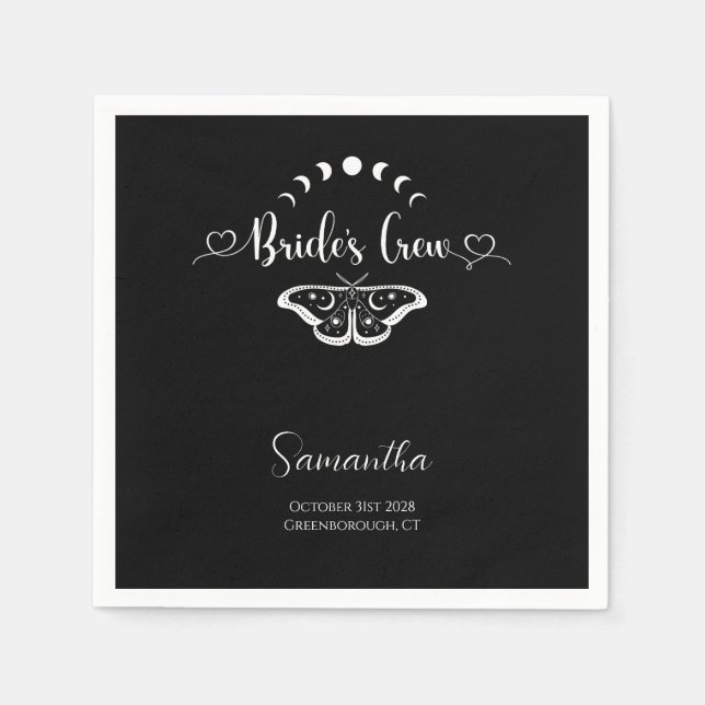 Bachelorette party personalized celestial gothic napkins (Front)