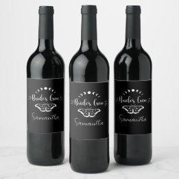 Bachelorette party personalized celestial gothic wine label