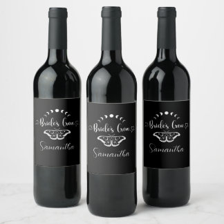 Bachelorette party personalized celestial gothic wine label