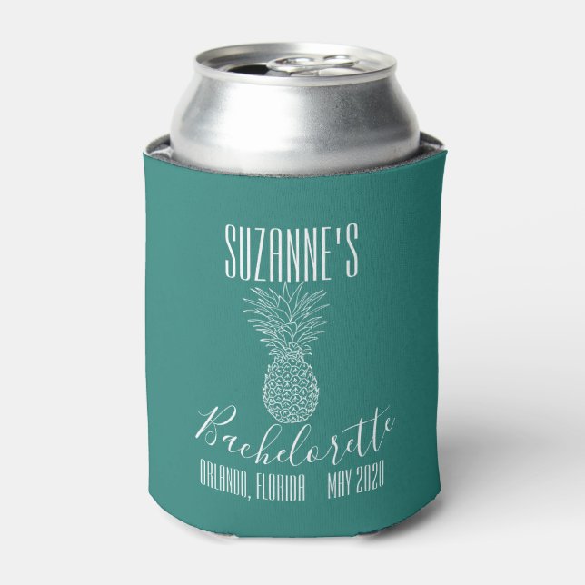 Bachelorette Party Personalized Pineapple Can Cooler (Can Front)
