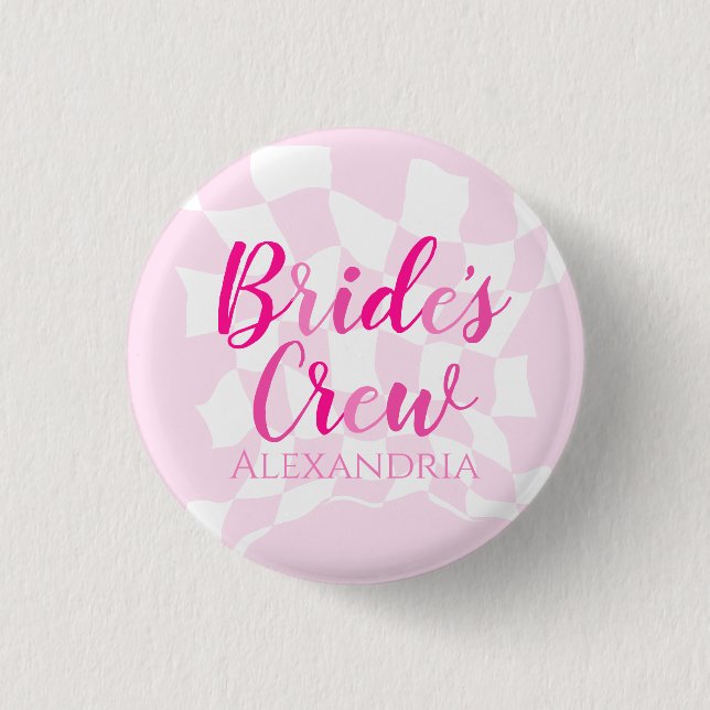Bachelorette Party Personalized Pink Name Button (Front)