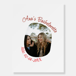 bachelorette party photo name date simple circular foam board