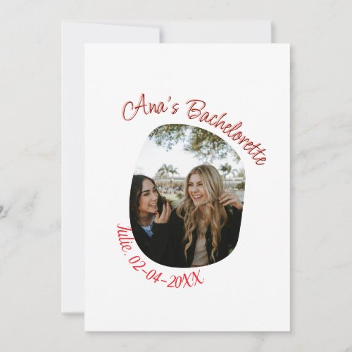 bachelorette party photo name date simple circular invitation