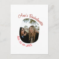 bachelorette party photo name date simple circular