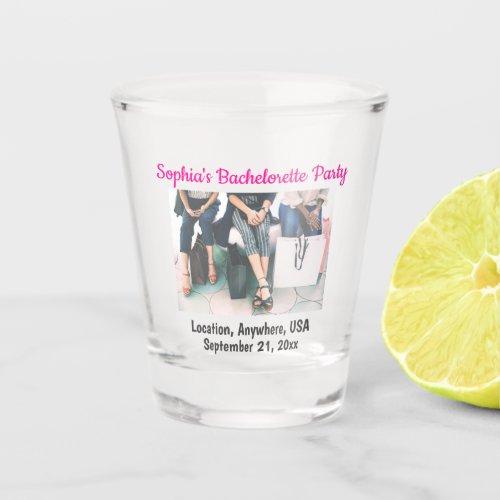 Bachelorette Party Photo Wedding Favor Shot Glass