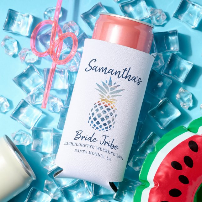 Bachelorette Party Pineapple Coastal Sunset Seltzer Can Cooler (In Situ Summer)
