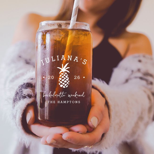 Bachelorette Party Pineapple | Personalized Can Glass (Creator Uploaded)