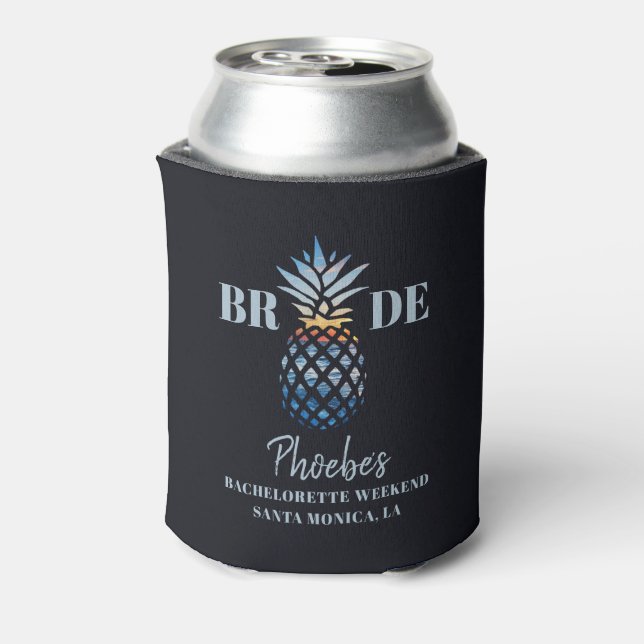 Bachelorette Party Pineapple Sunset Personalized Can Cooler (Can Back)