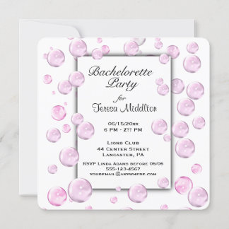 Bachelorette Party Pink Bubbles Invitation