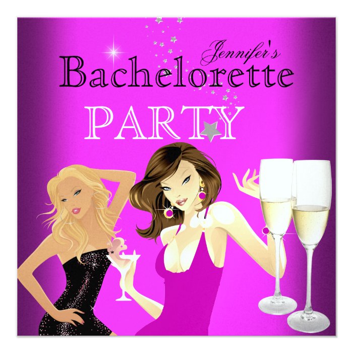 Bachelorette Party Pink Champagne Personalized Announcement