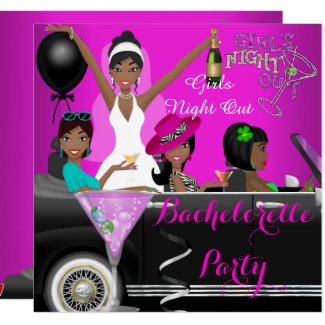 Bachelorette Party Pink Fun Limo Car Cocktails Invitation