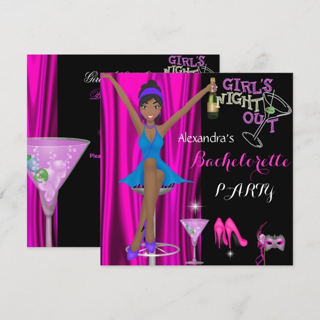 Bachelorette Party Pink Girls Night Out! 2 Invitation (Front/Back)