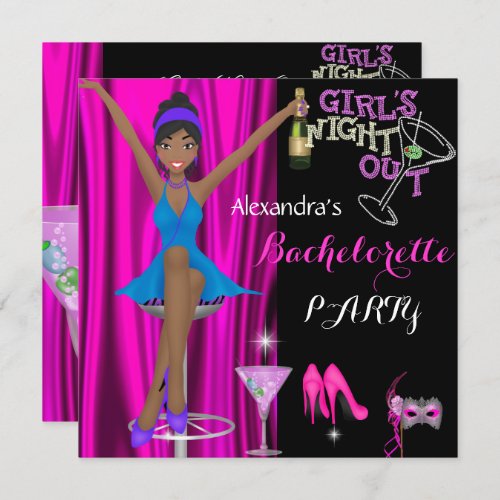 Bachelorette Party Pink Girls Night Out 2 Invitation