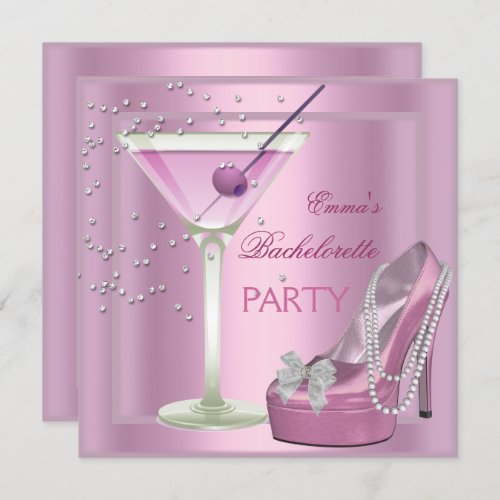 Bachelorette Party Pink High Heel Shoes Invitation