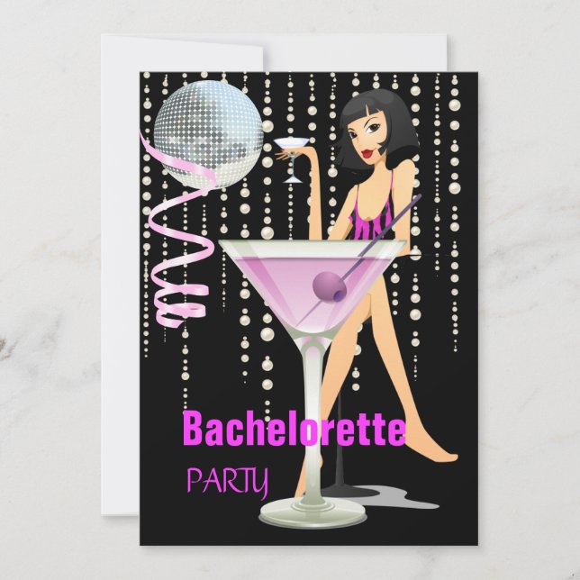 Bachelorette Party Pink Martini Invitation (Front)