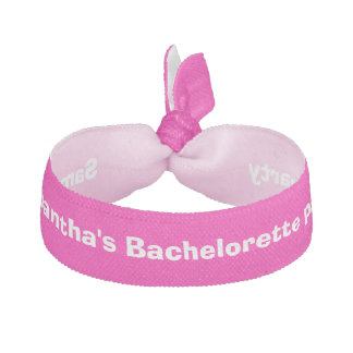 Bachelorette party pink personalized elastic hair tie