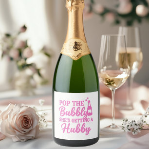 Bachelorette party pink pop the bubbly sparkling wine label