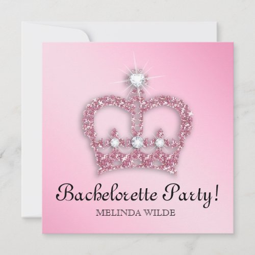 Bachelorette Party Pink Princess Crown Tiara Invitation