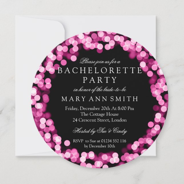 Bachelorette Party Pink Sparkly Lights Invitation (Front)