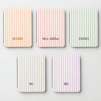 Bachelorette Party | Pink Stripes Bridal Monogram Kindle Cover