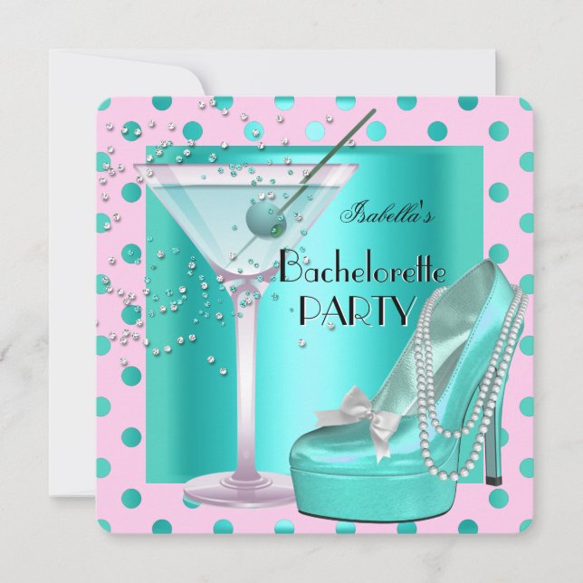 Bachelorette Party Pink Teal Blue Turquoise Invitation (Front)