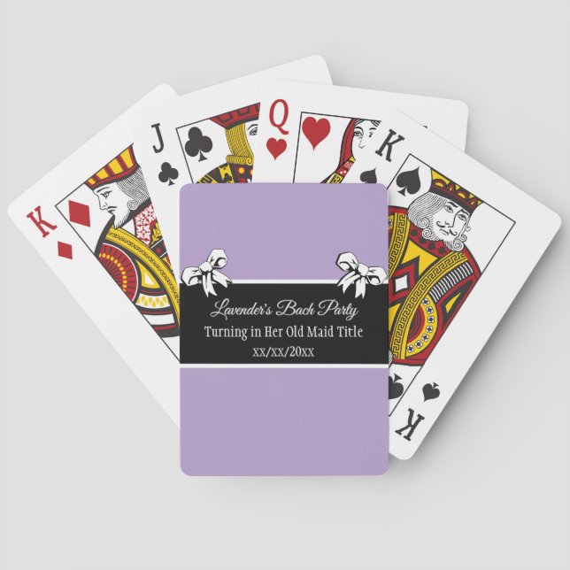Bachelorette Party Poker Lavender Bows Personalize Poker Cards (Back)