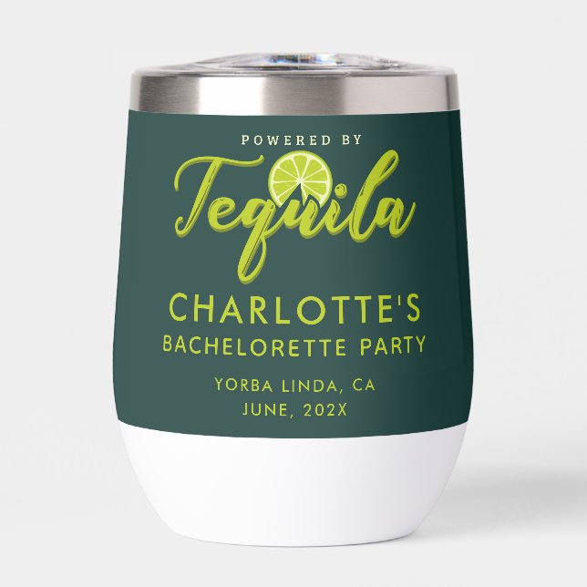 Bachelorette Party Powered by Tequila Keepsake Thermal Wine Tumbler (Front)