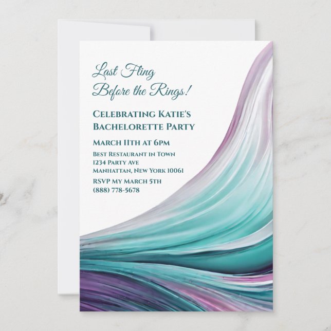Bachelorette Party-Purple and Teal- Invitation (Front)