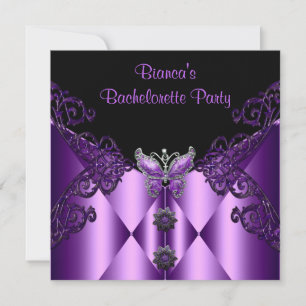 Bachelorette Party Purple Lilac Butterfly Jewel Invitation