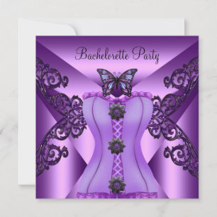 Bachelorette Party Purple Lilac Corset Butterfly Invitation