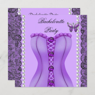Bachelorette Party Purple Lilac Corset Butterfly Invitation