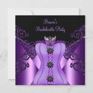 Bachelorette Party Purple Lilac Corset Butterfly Invitation