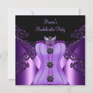 Bachelorette Party Purple Lilac Corset Butterfly Invitation