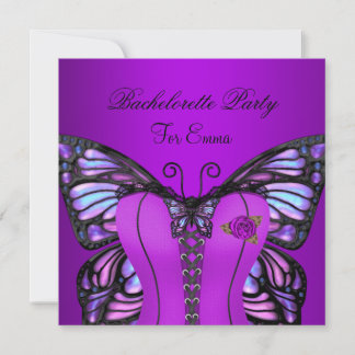 Bachelorette Party Purple Lilac Corset Butterfly Invitation