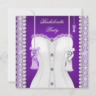 Bachelorette Party Purple Lilac Corset Tassels Invitation