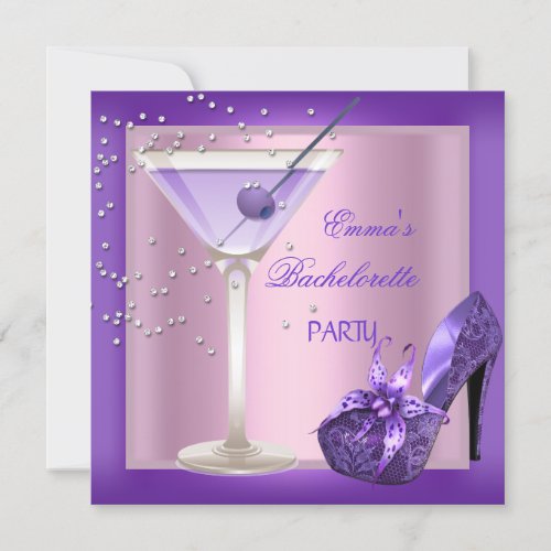 Bachelorette Party Purple Pink Shoes 2 Invitation